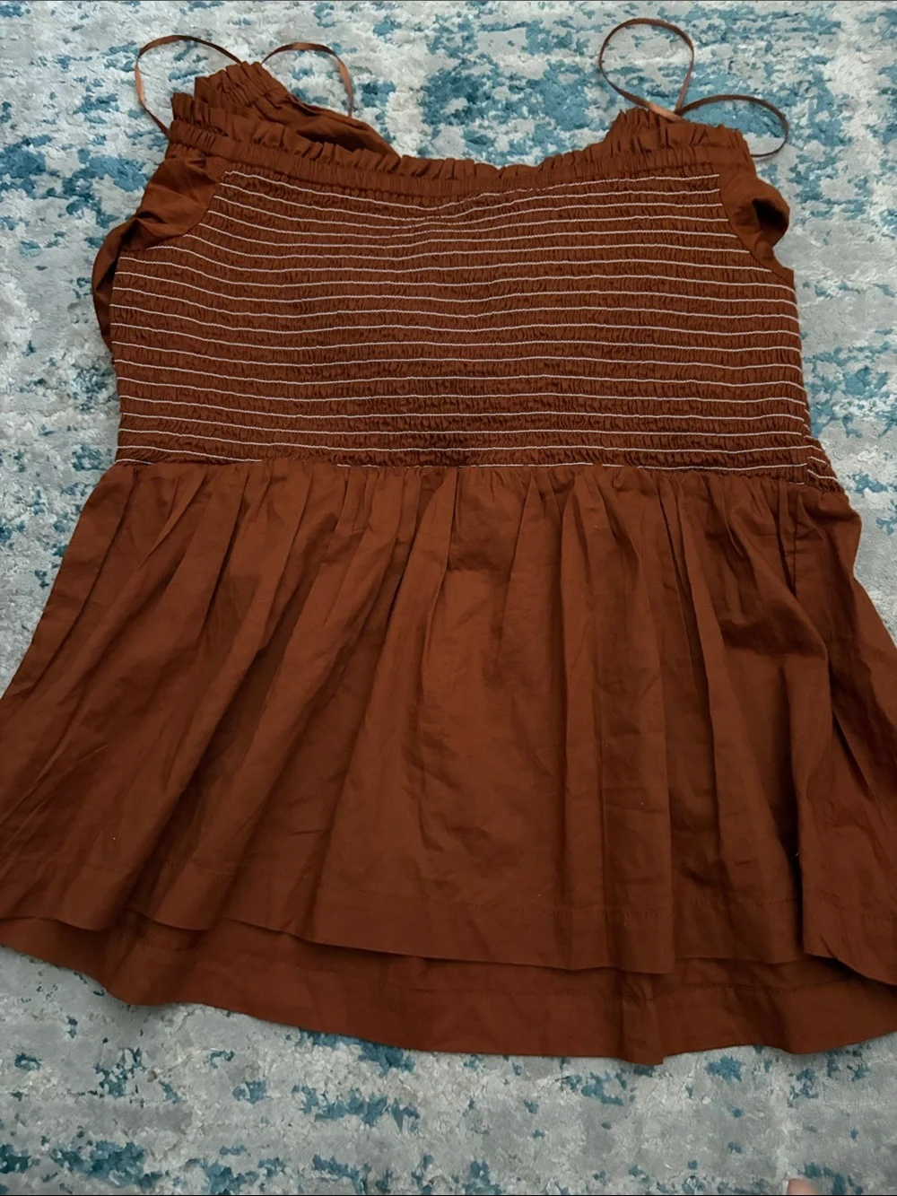 Old Navy Rust Brown Off-Shoulder Smocked Peplum Top